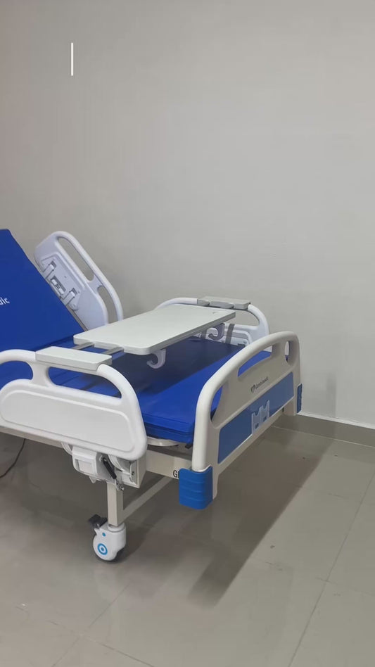 Gambimedic Cama Hospital Electrica 2 Motores 3 Posiciones Reclinable Espalda Y Pierna Grados De Inclinacion Barandales ABS Colchon 6CM Vinil