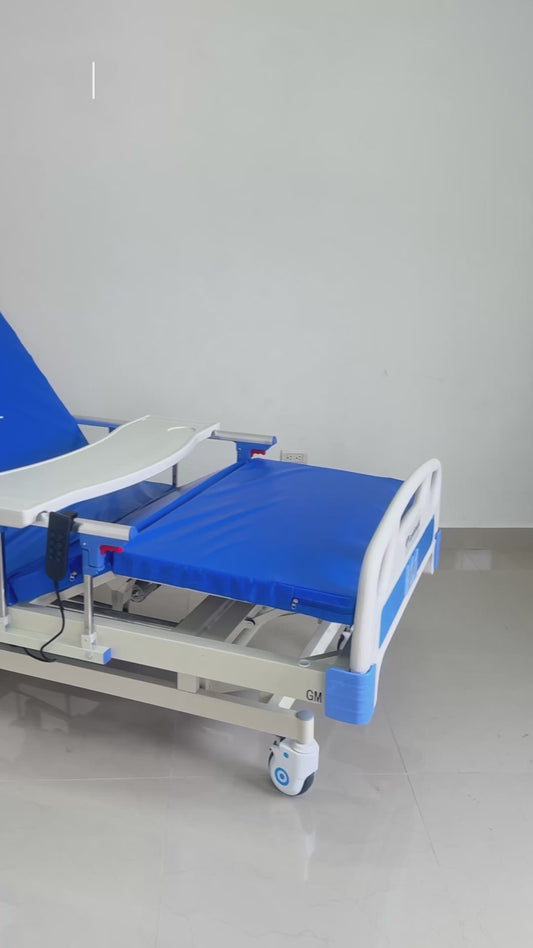 Gambimedic Cama De Hospital Electrica 5 Posiciones 3 Motores Elevacion De Respaldo Reposapiernas Altura Ajustable Control Remoto Barandales Incluye Colchon Portasueros Mesa Alimentos Cama Hospitalaria