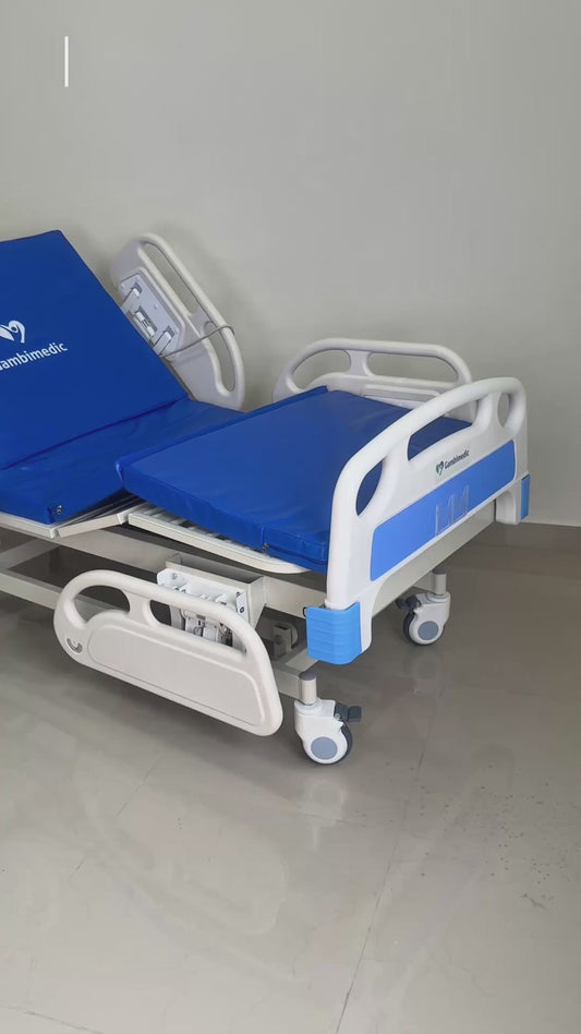 Gambimedic Cama Hospital Electrica 3 Motores 4 Funciones Elevacion Espalda y Pies y Altura Ajustable 43cm Hasta 61cm Incluye Colchon Portasuero Cama Enfermeria Hospitalaria Ideal Para Casa