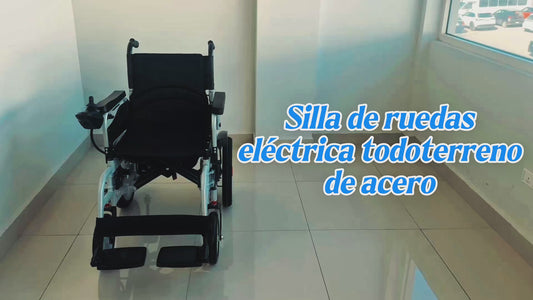Gambimedic Silla De Ruedas Eléctrica Modelo Todoterreno Llanta Neumatica Acero Plegable 5 Velocidades Asiento 44cm Con Colchon Soporta Hasta 110kg