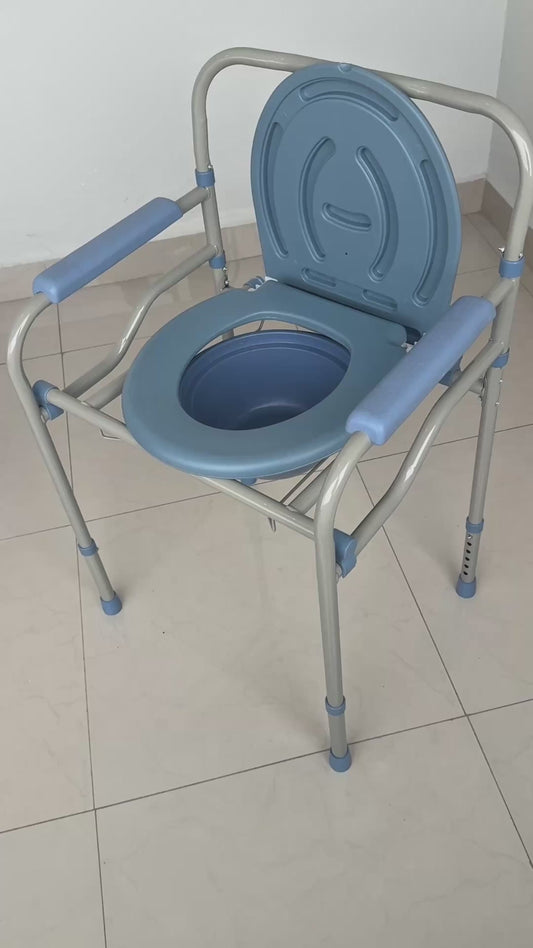 Gambimedic Silla De Baño Comodo Plegable Discapacitado Aumento Para Baño Incluye Cubeta Removible Altura Ajustable Silla Ducha