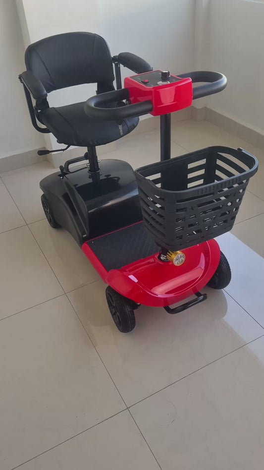 Gambimedic Silla De Ruedas Electrica Scooter 4 Ruedas Rojo Soporta hasta 130kg Silla De Ruedas Electrica Bateria Acido Plomo