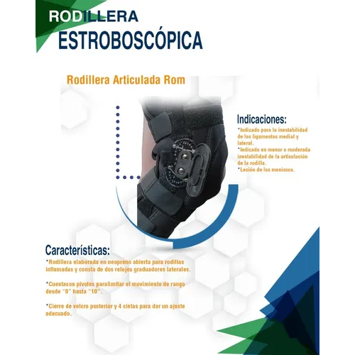 Rodillera Articulada Rom Post Operatoria Graduada Ajustable