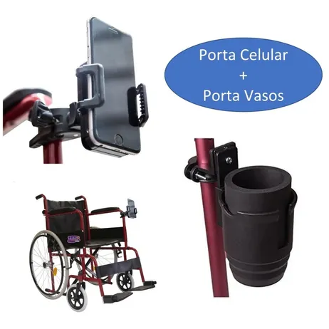 Porta Celulares + Porta Vaso Para Cualquier Silla De Ruedas