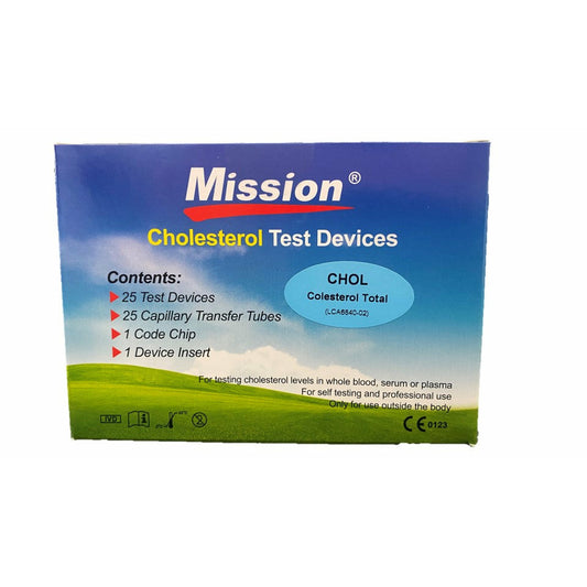 Mission Tiras Prueba Colesterol Caja 25 Piezas Con Tubo Capilares