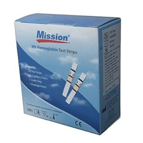 Tiras Reactivas Medidor Hemoglobina Mission 50 Piezas Con Tubos Capilares